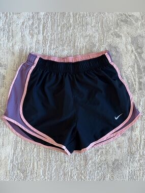 Nike Women’s Dri-Fit Tempo 3” Athletic Shorts Black with Pink and Purple Trim Sm